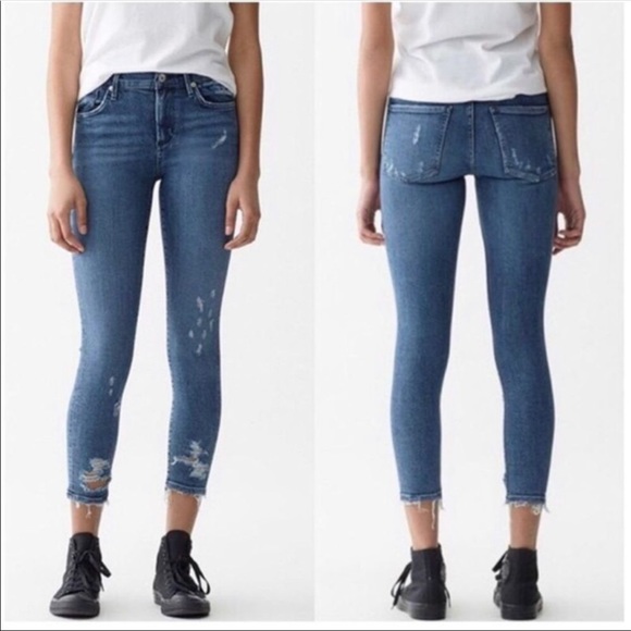 Agolde Sophie Crop Distressed Jeans Sz 25 - Picture 4 of 7